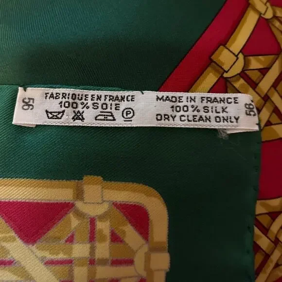 Hermes Feux De Route Vintage 90cm Green Red Silk Scarf Carre - Picture 2 of 9